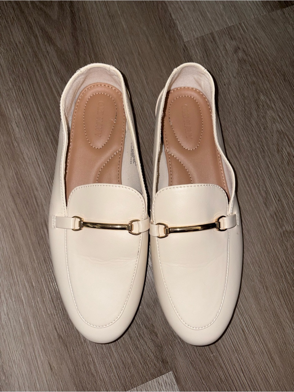 Old Navy Women’s Cream Loafers with Gold Bit Detail